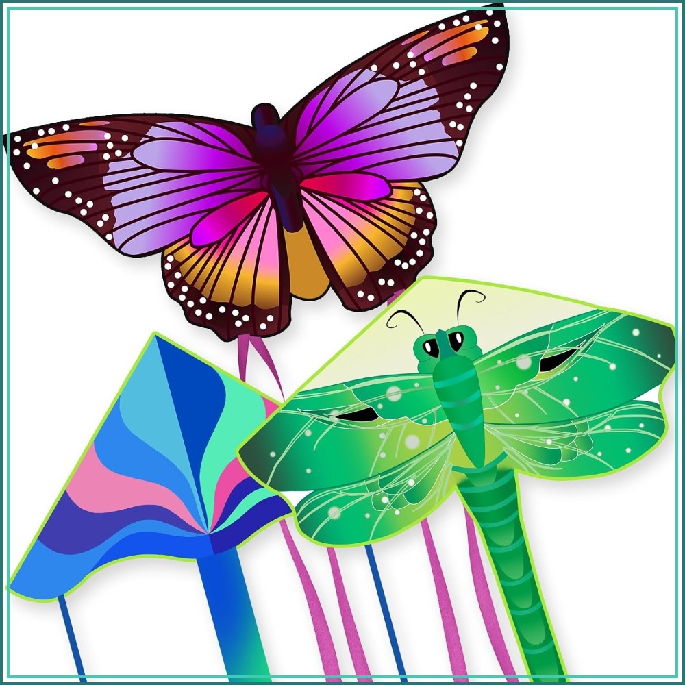 Kite Easy Fly Kids - 3 Pack Large Kites Butterfly Delta