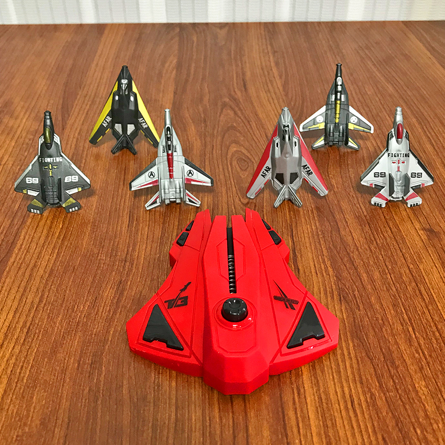 Kids Outdoor Playset - 6pcs Fighter Plane Red Launcher Toy,