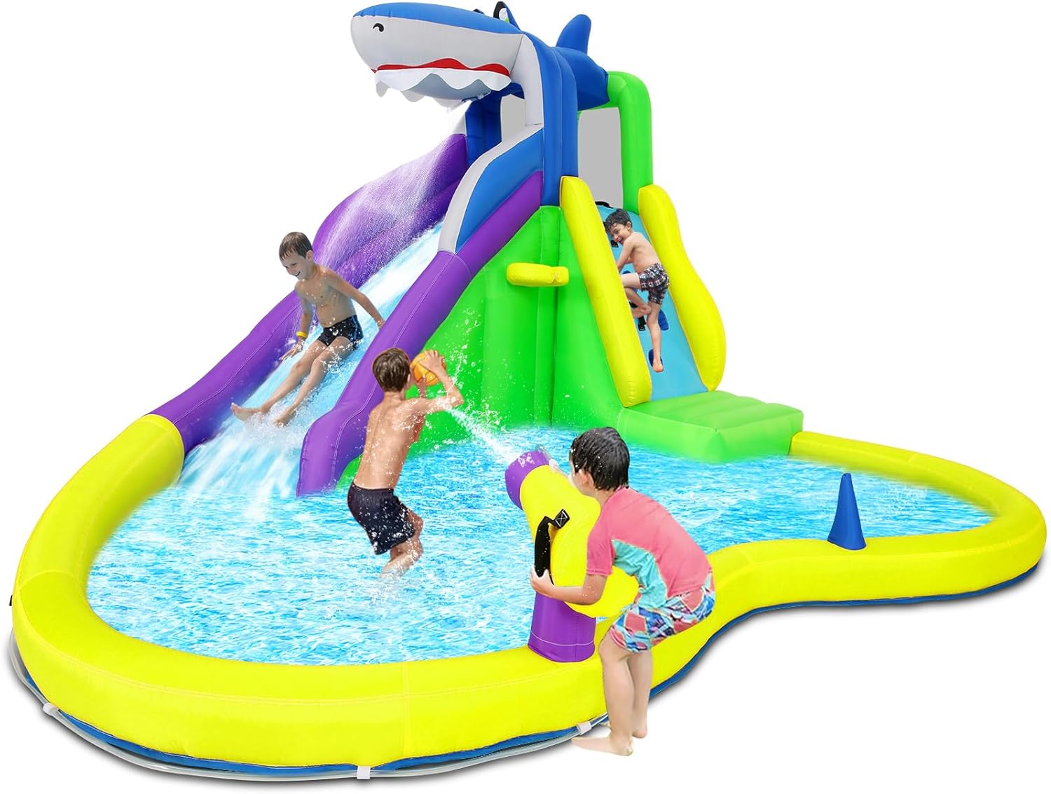 Kids Outdoor Water Play - 13x14FT Inflatable Bounce House with Water