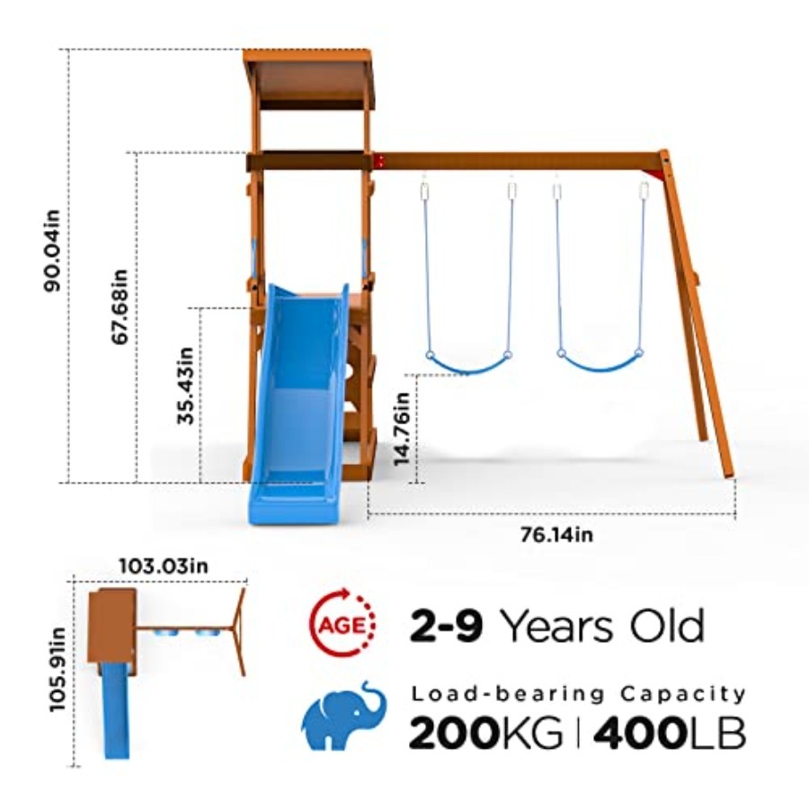 Playground Wooden Swing Sets f - Kids Outdoor Furniture Set avis et prix