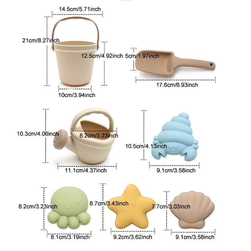 7Pcs Kids Silicone Beach Toys  - Kids Outdoor Toy Storage avis et prix