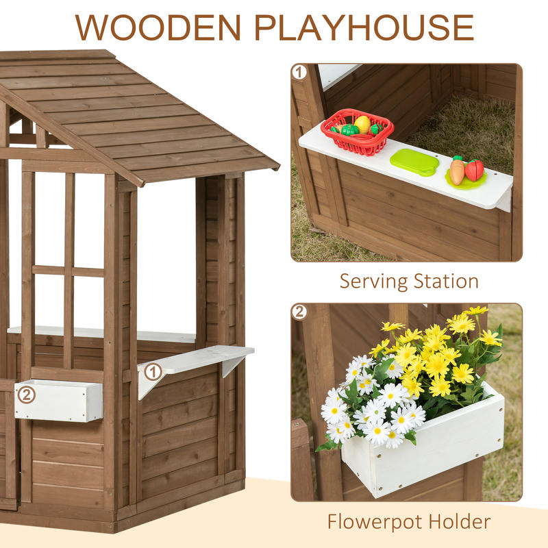 Outsunny Kids Wooden Playhouse - Kids Outdoor Wooden Playhouse avis et prix