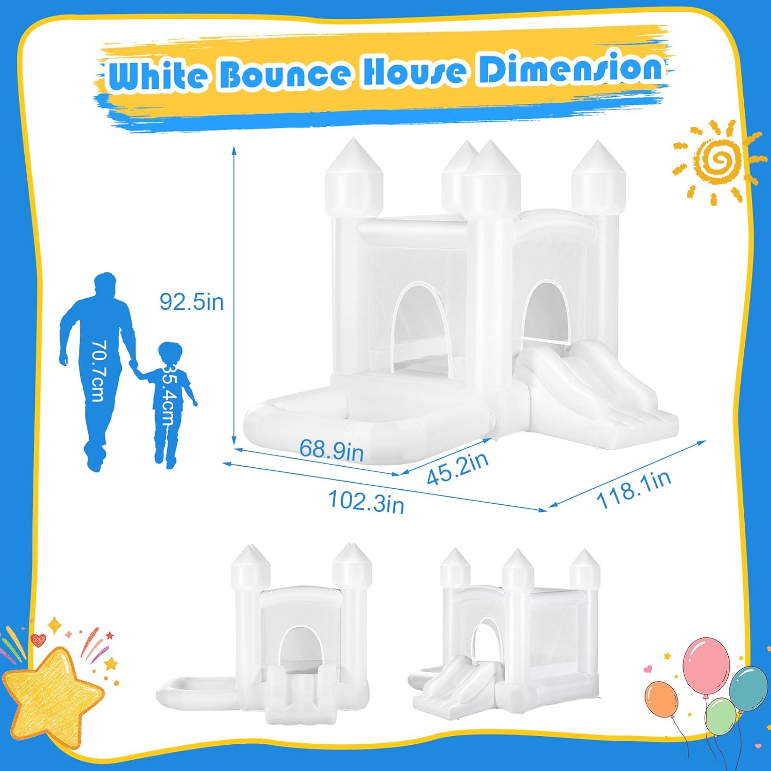 Kids White Bounce House with B - Kids Outdoor Gifts avis et prix