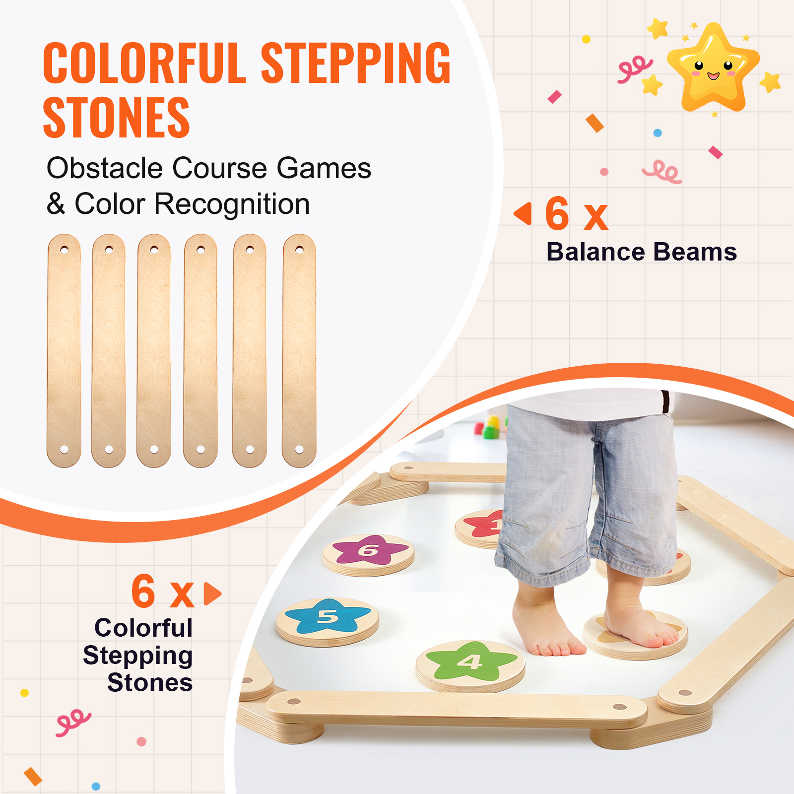 SucceBuy 6PCS Kids Balance Bea - Kids Outdoor Balance Beam avis et prix