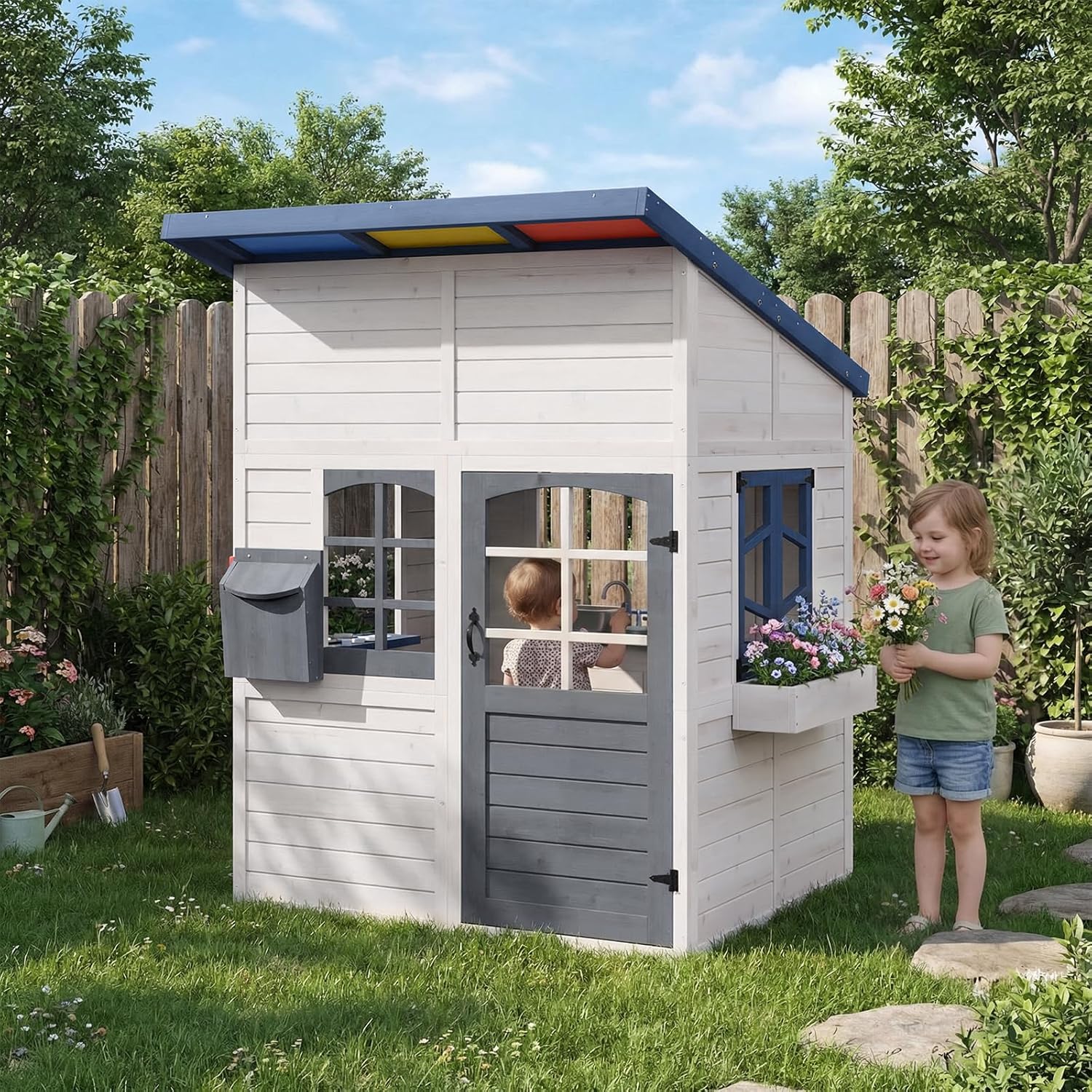 Wooden Kids Outdoor Playhouse  - Kids Outdoor Kitchen avis et prix