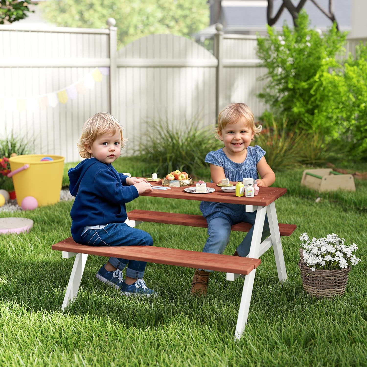 Kids Picnic Table Set, Wooden  - Kids Outdoor Furniture Set avis et prix