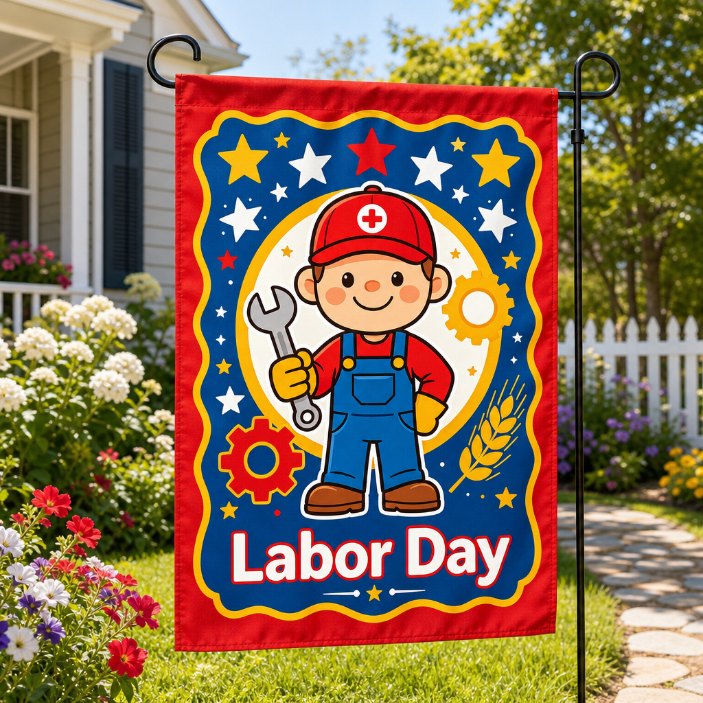 Labor Day Garden Flag Cute Car - Kids Outdoor Garden avis et prix