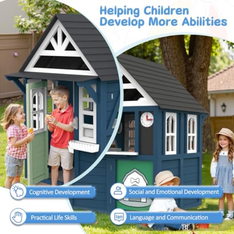 Outdoor kids playhouse: wooden - Kids Outdoor Kitchen avis et prix