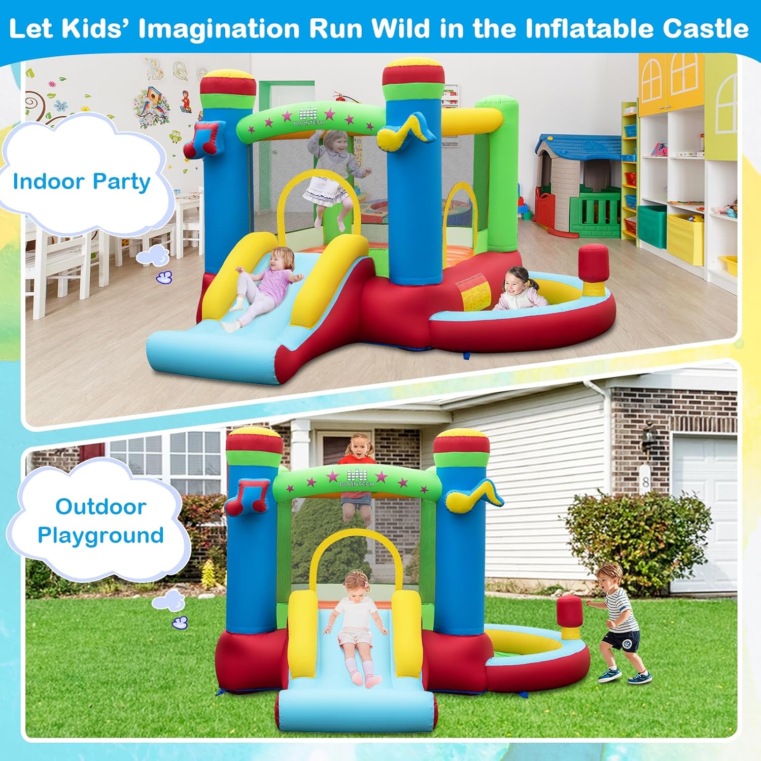 Inflatable Bounce House with B - Kids Outdoor Gifts avis et prix