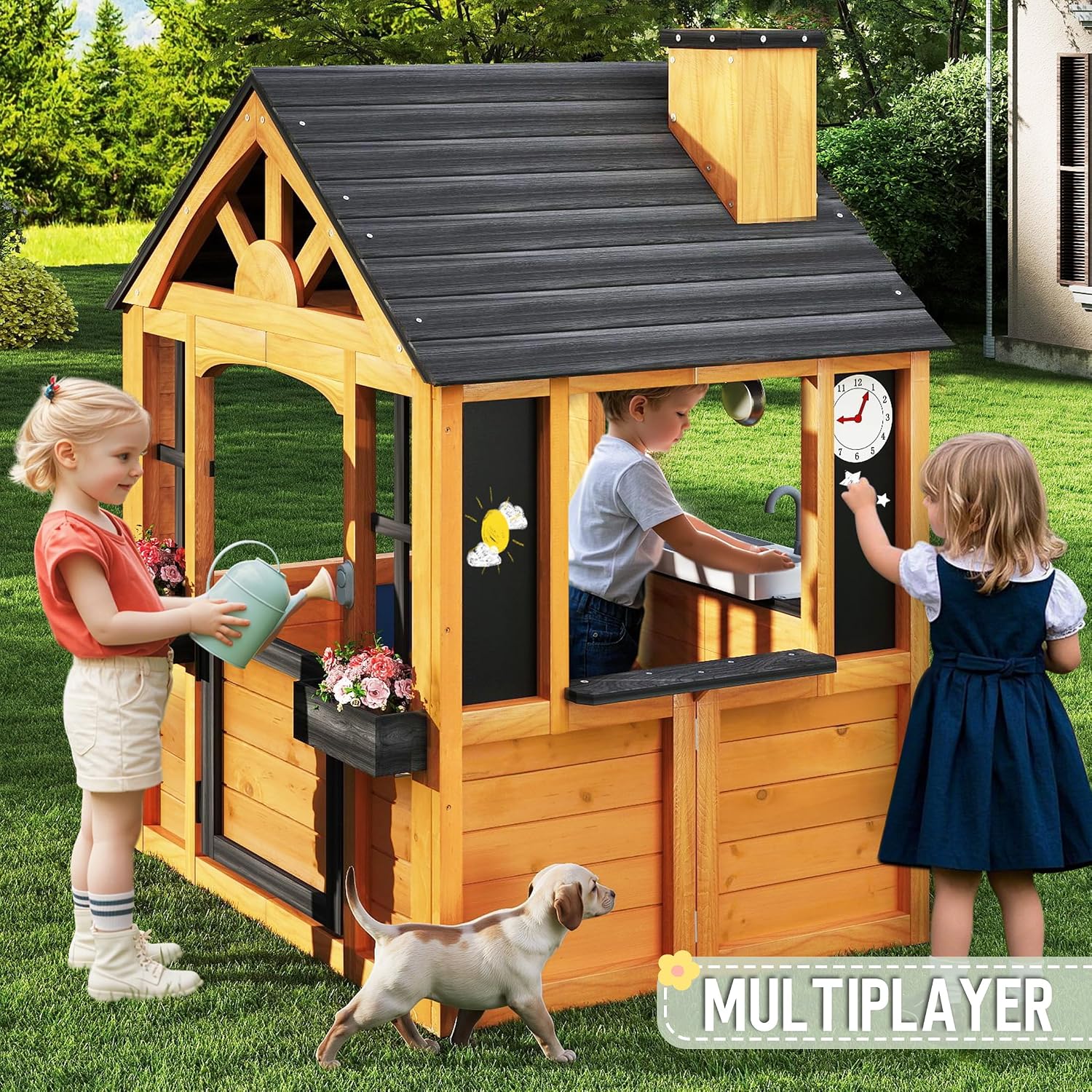 Cedar Wood Outdoor Kids Playho - Kids Outdoor Kitchen avis et prix