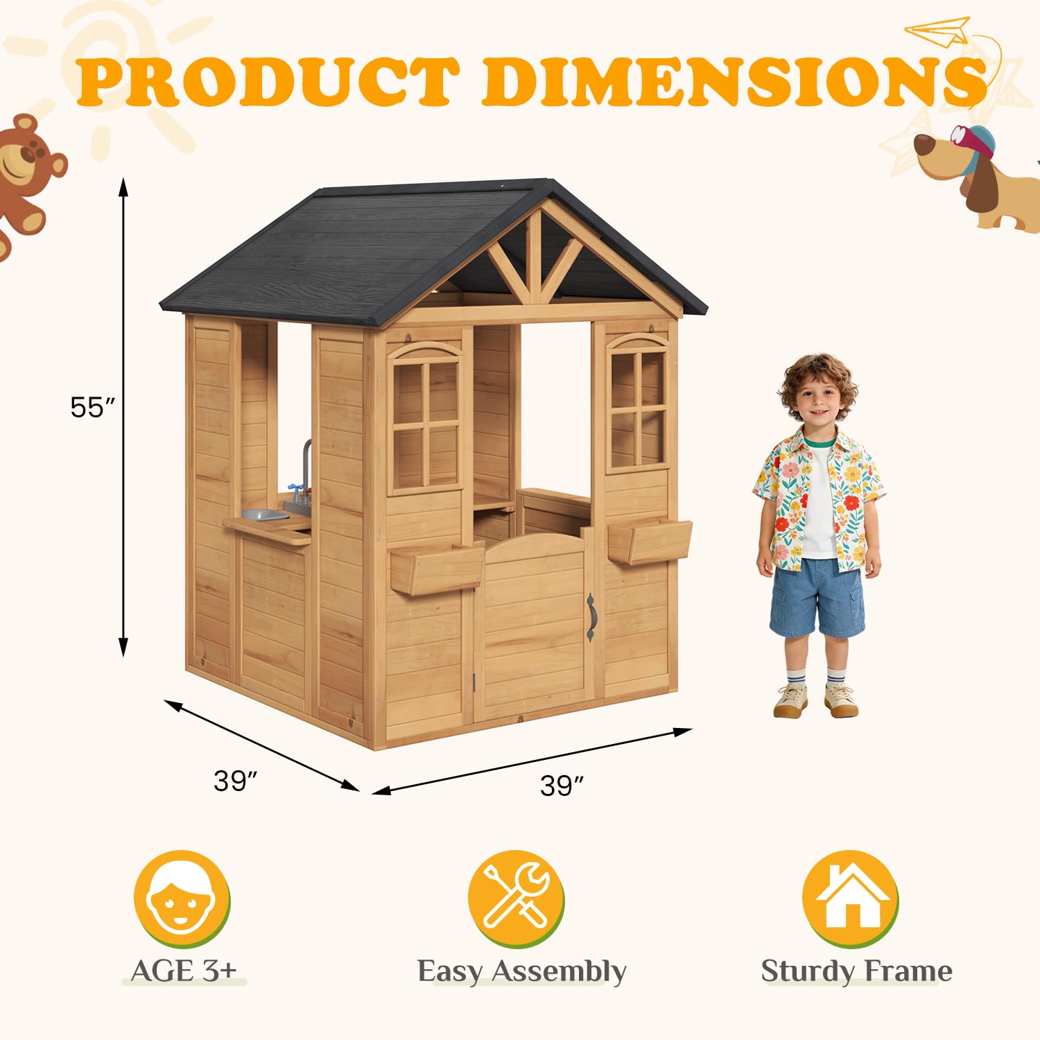 Wooden Kids Playhouse Outdoor  - Kids Outdoor Kitchen avis et prix