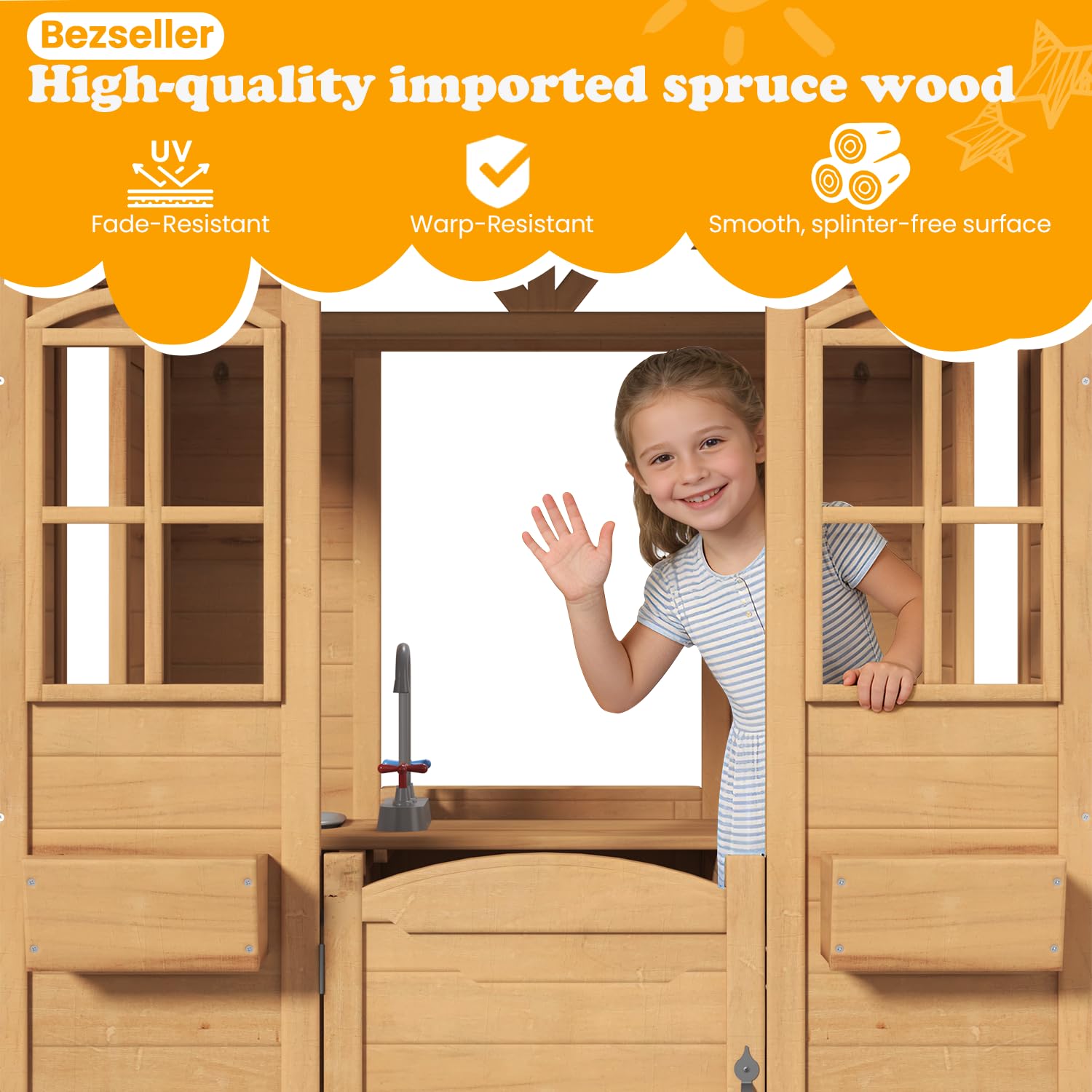 Wooden Kids Playhouse Outdoor  - Kids Outdoor Kitchen avis et prix