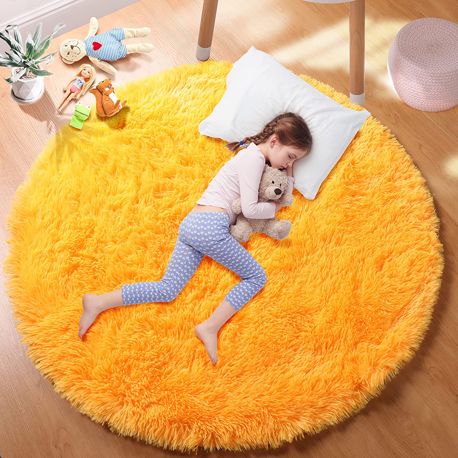 Soft Orange Round Rug Circle R - Kids Outdoor Teepee avis et prix