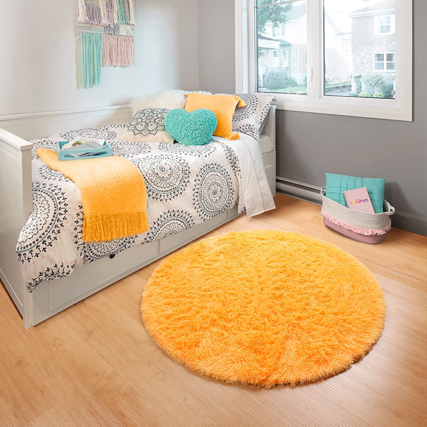 Soft Orange Round Rug Circle R - Kids Outdoor Teepee avis et prix
