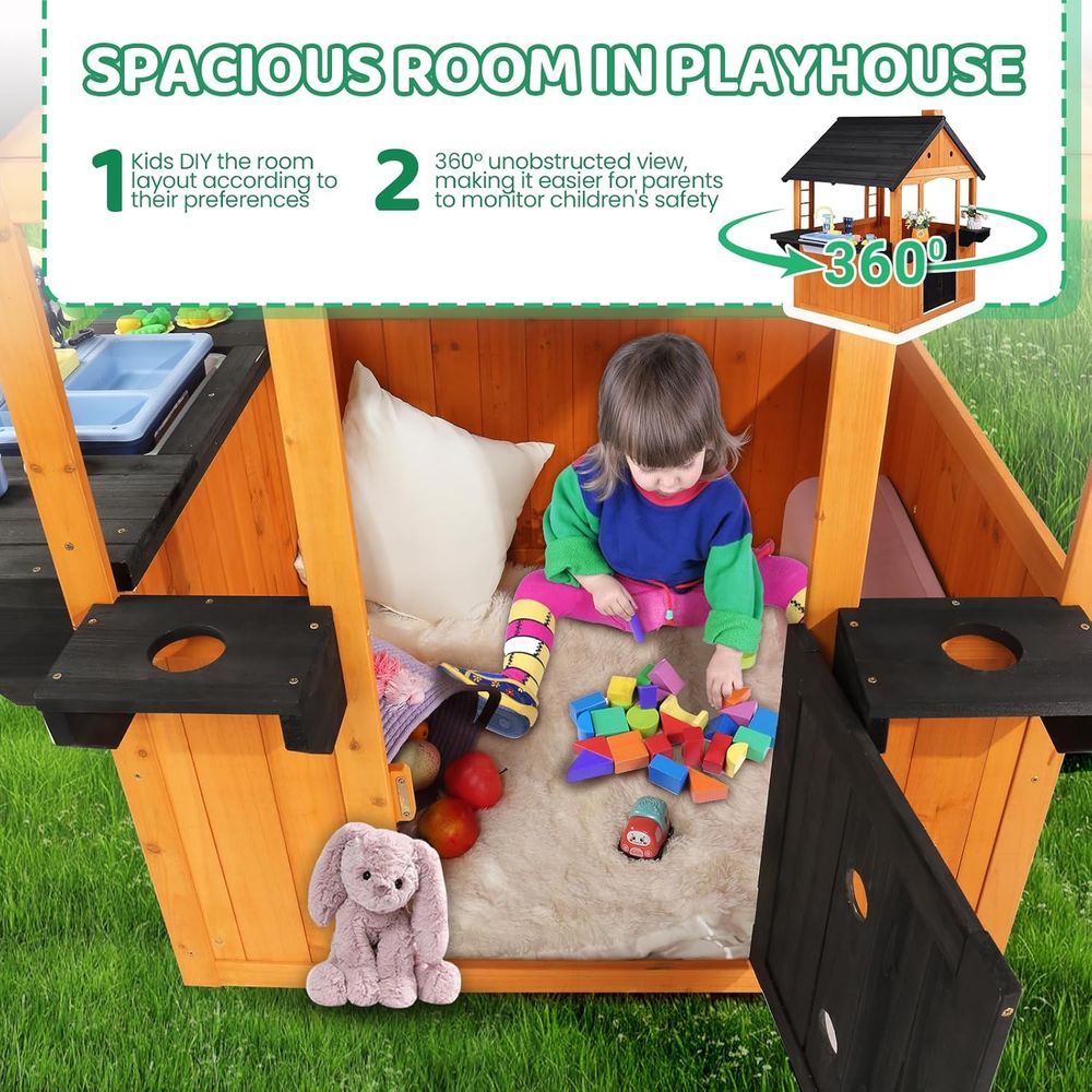 MOR Kids Outdoor Playhouse wit - Kids Outdoor Wooden Playhouse avis et prix