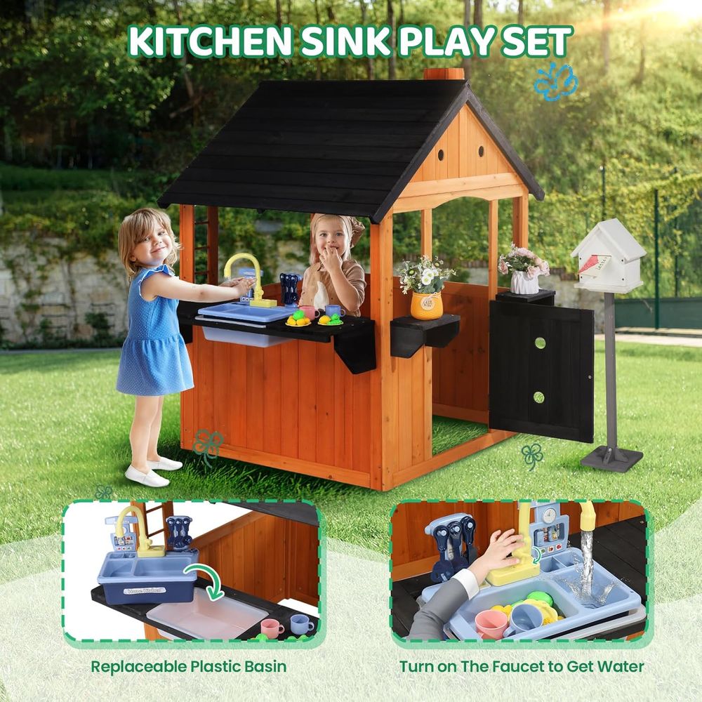 MOR Kids Outdoor Playhouse wit - Kids Outdoor Wooden Playhouse avis et prix