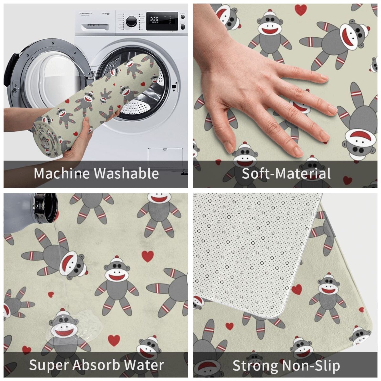 Cute Sock Monkey Carpet Mat Ru - Kids Outdoor Floor Cushions avis et prix
