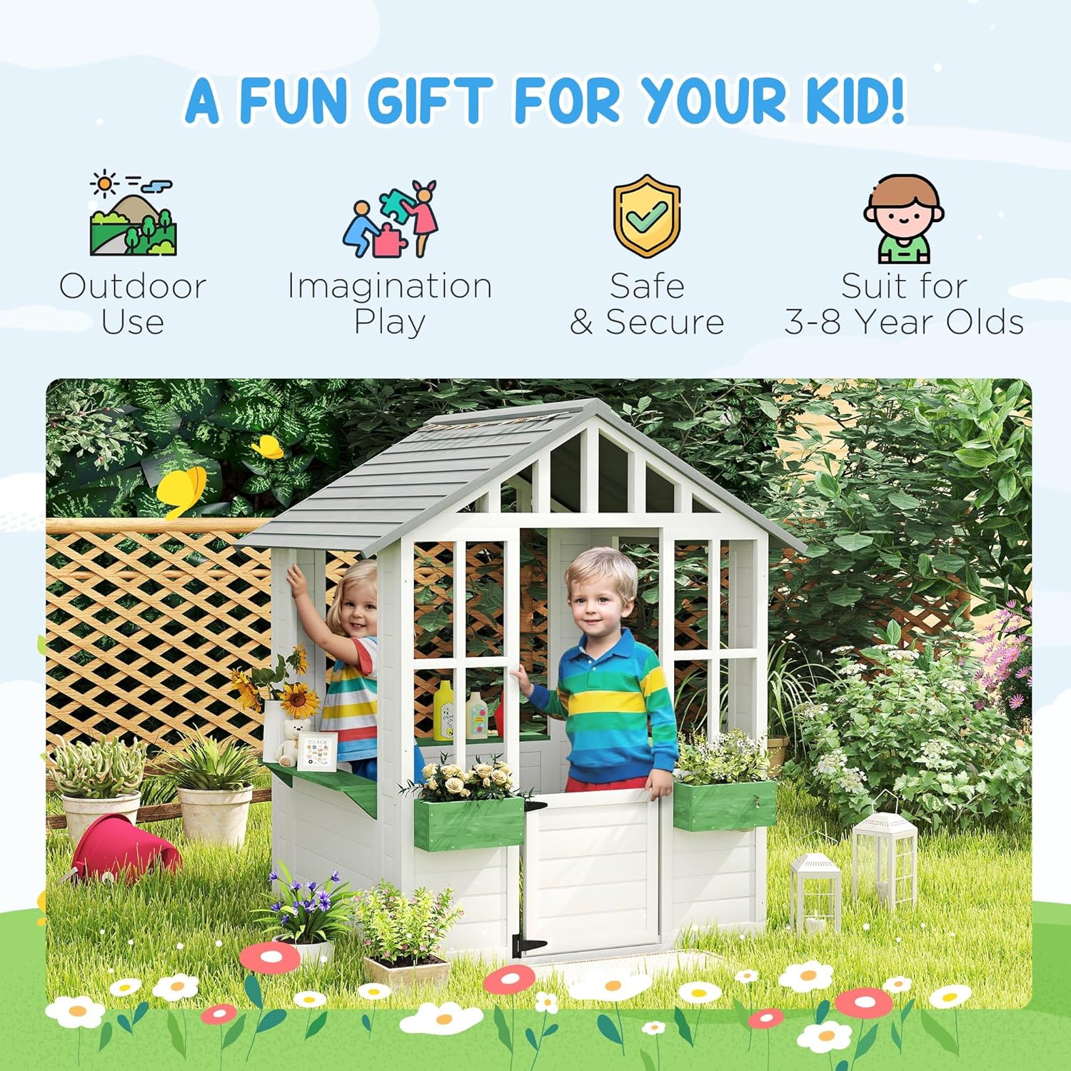 Wooden Outdoor Kids Playhouse  - Kids Outdoor Wooden Playhouse avis et prix